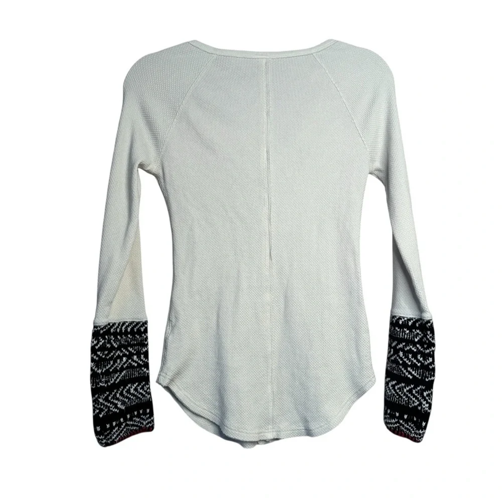 Free People Alpine Cuff Sleeve Knit Thermal Boho Long Sleeve Top M E15